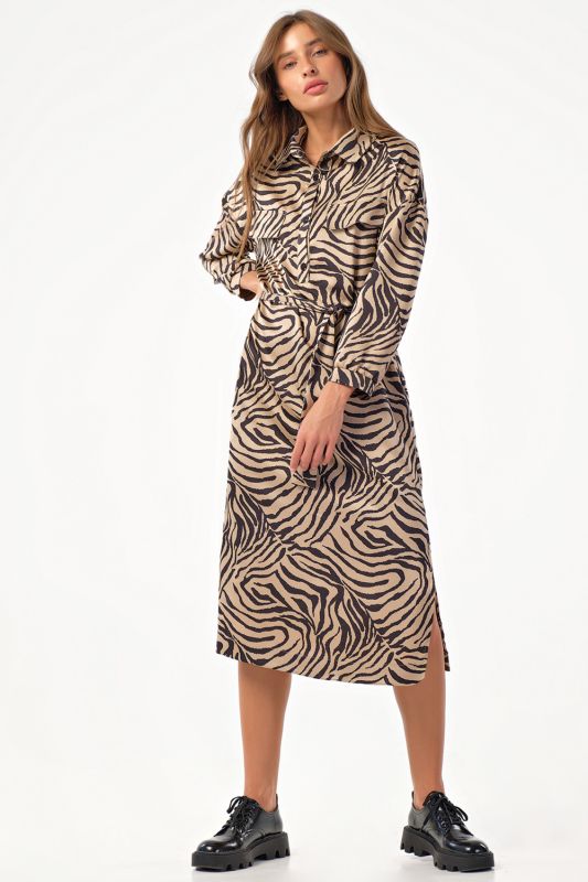 Midi shirt dress with leopard belt