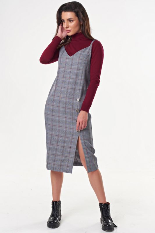 Long Long Sarefan with Slit on the leg in plaid Glencheck