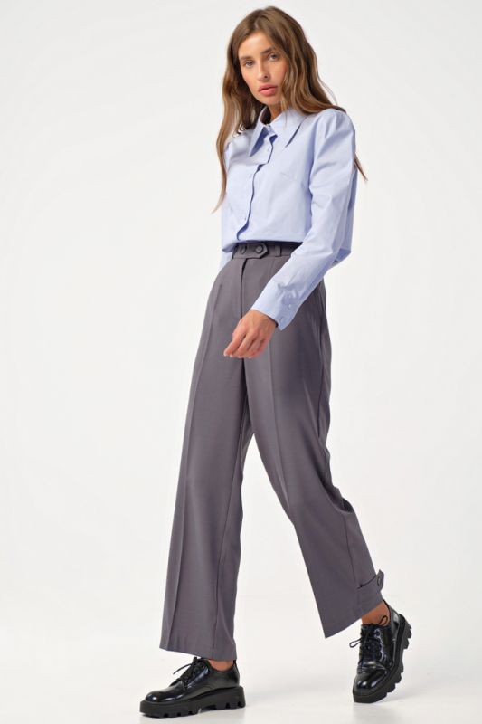 Classic pants shortened straight pants with arrows gray