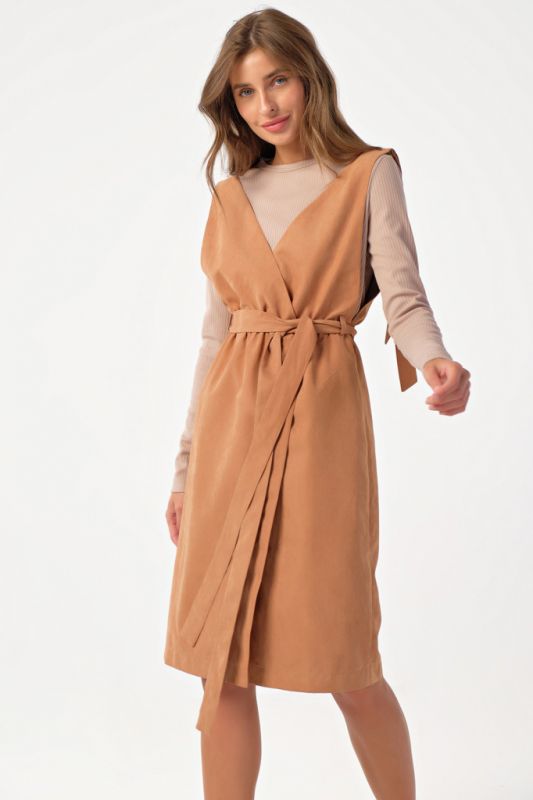 Flared dress for office camel