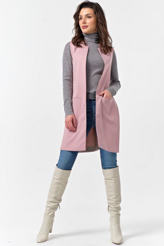 Classic long vest made of suit fabric dusty pink