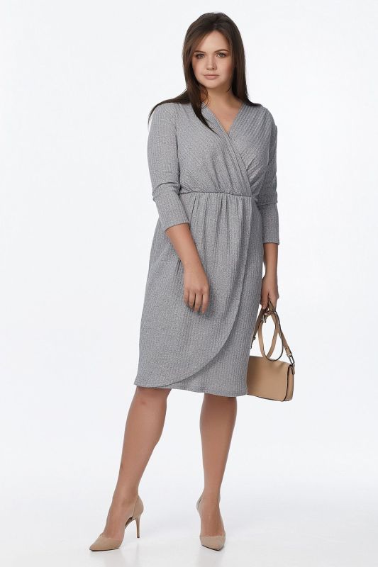 Close-fitting knitted dress with oversized flap gray