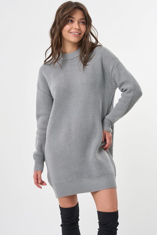 Short wool knitted dress in light gray