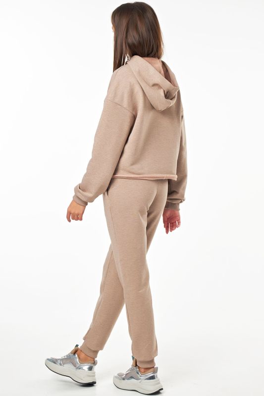 Beige m_lange cotton hooded knitted sports suit