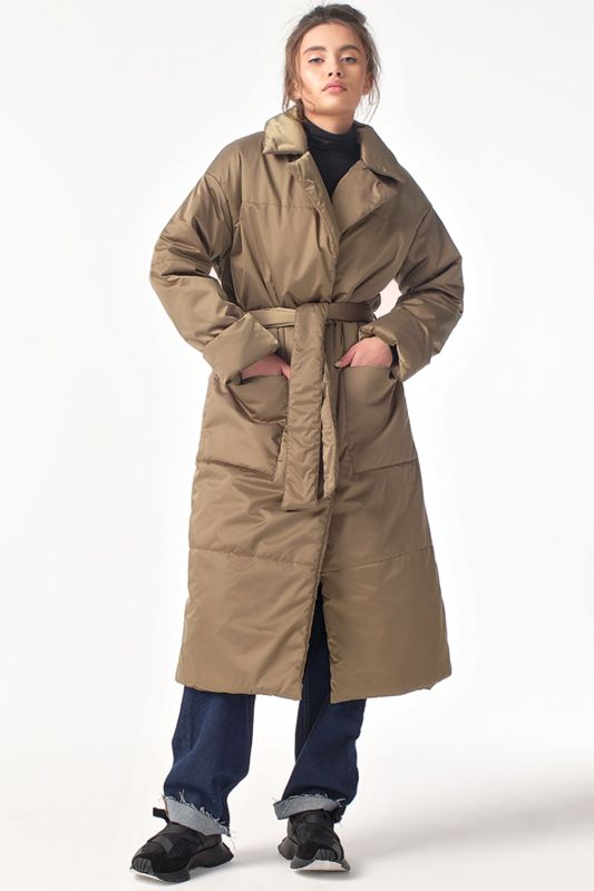 Long quilted insulated demi seasonal coat Walnut