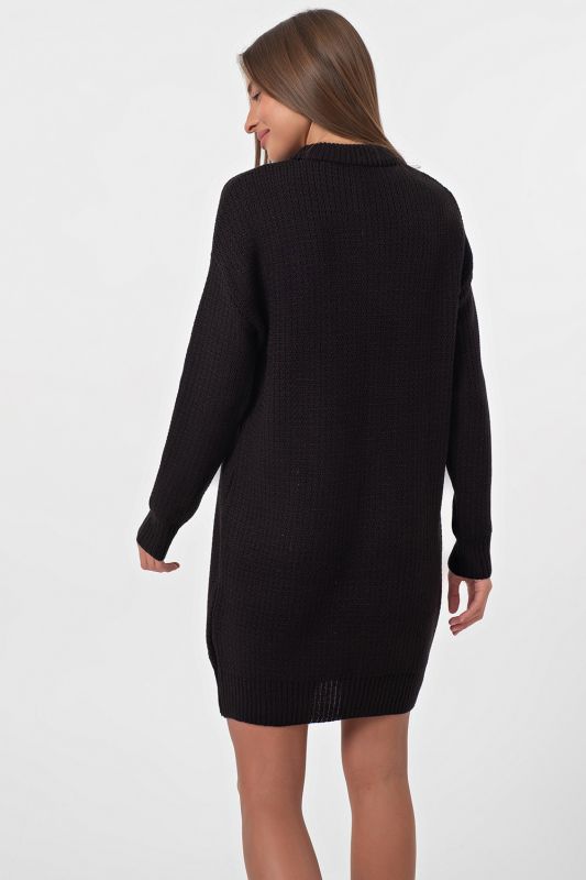 Short wool knitted dress black