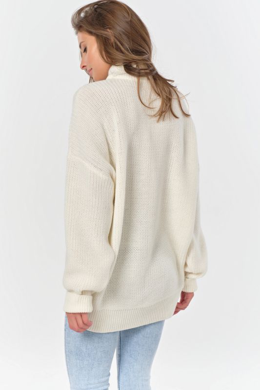 Milk high neck over-size knitted over-size sweater