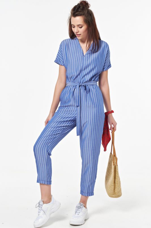 Summer striped pant overalls on blue