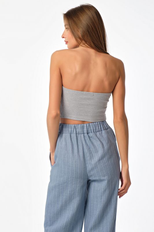 Cotton bandeau top gray