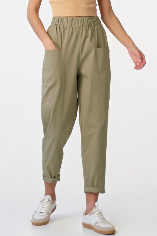 Summer pants banana pants with elastic band made of khaki cotton