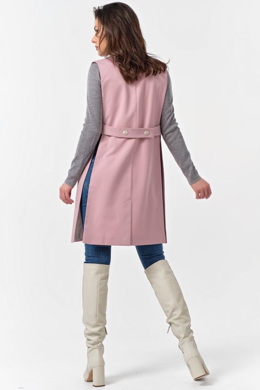 Classic long vest made of suit fabric dusty pink