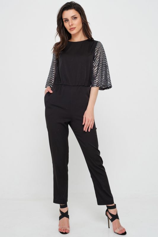 Jumpsuit of flowing fabric black