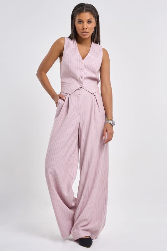 Straight pants made of suit fabric dusty pink with stripes