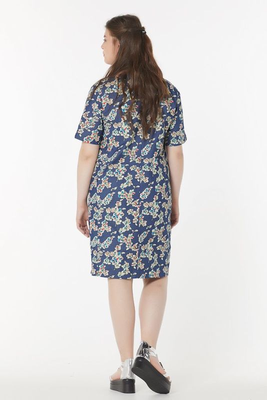 Summer straight dress with denim print on large size