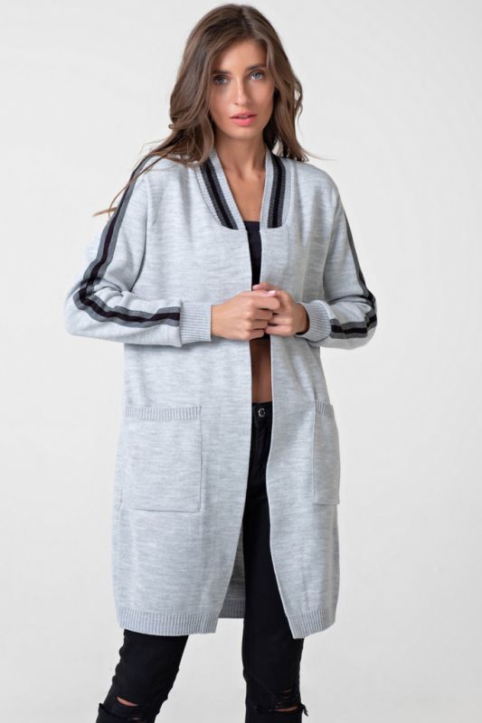 Long knitted cardigan without clasp gray