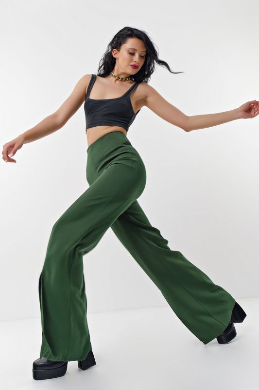 Green flared pants