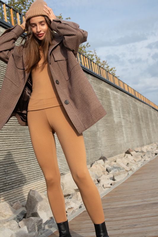 Casual knit tight-fitting camel suit