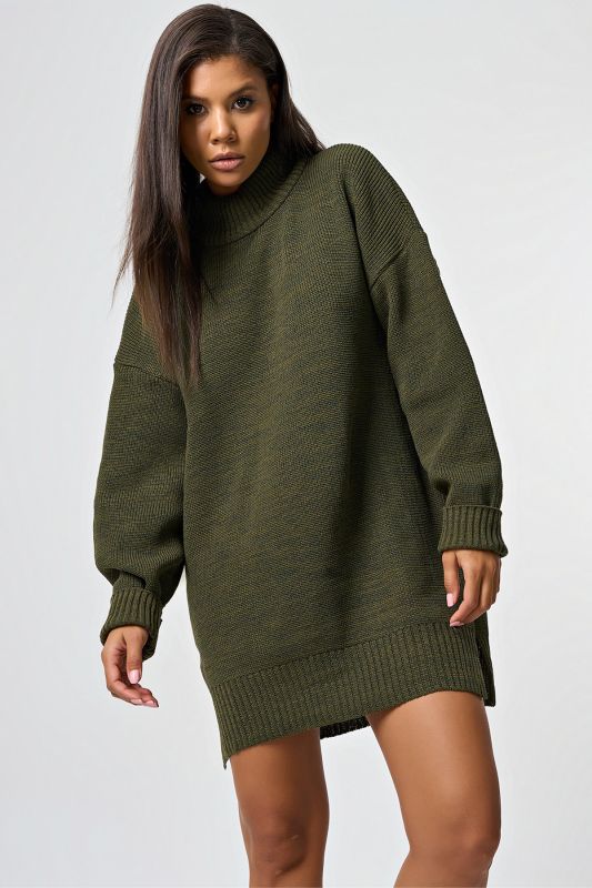 Free silhouette knitted sweater dress khaki melange