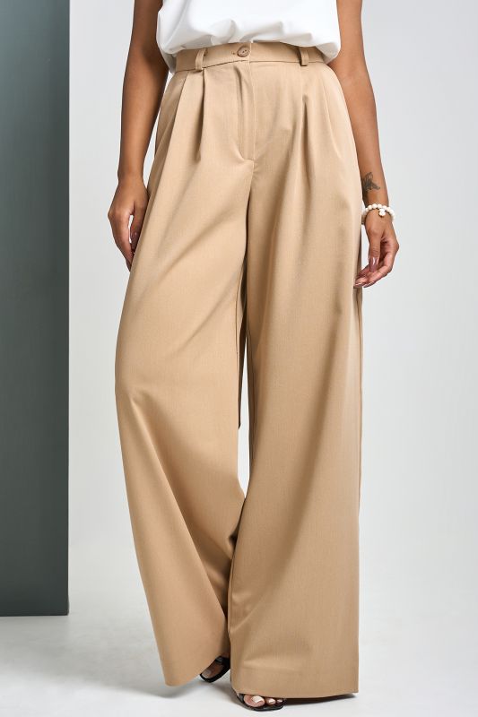 Beige palazzo pants with high waist