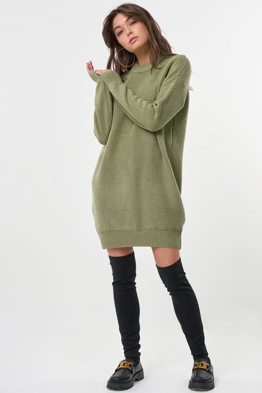 Knitted short wool dress olive