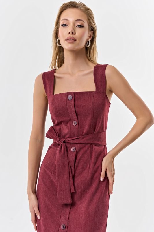 Office sundress with buttons on the front burgundy