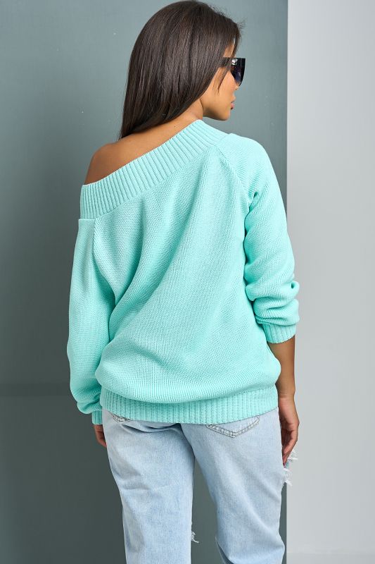 Soft turquoise cotton knitted sweater