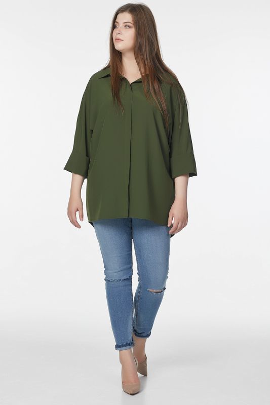 Oversize office blouse in large size green