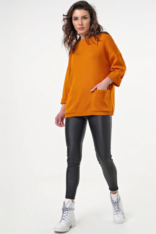 Knitted loose orange sweater