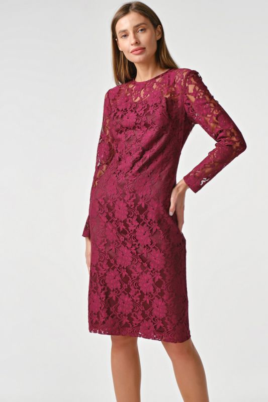 Berry open back lace dress