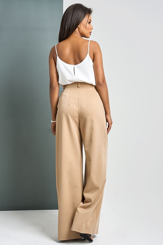 Beige palazzo pants with high waist