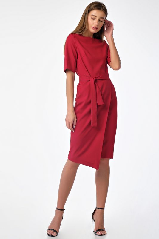 Short Sleeve Asymmetrical Casual Dress Red