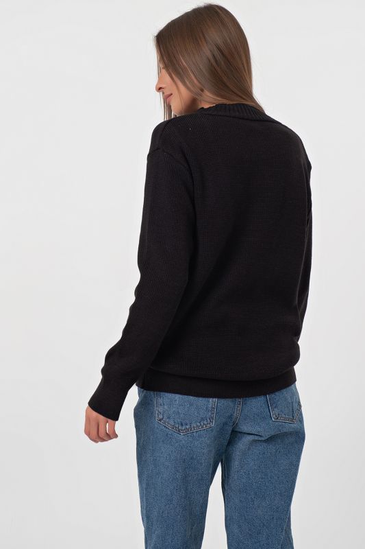 Pullover knitted loose off-shoulder black