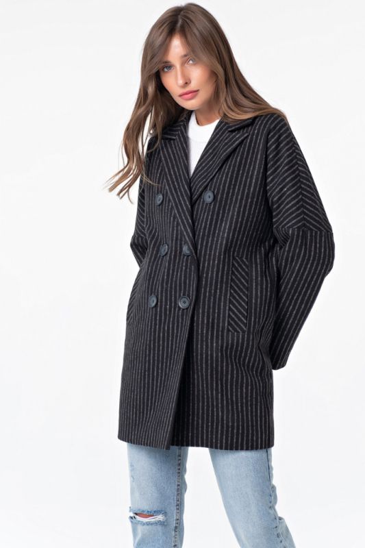 Black striped straight coat