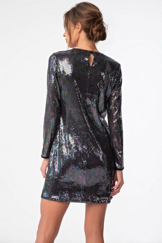 Black sequin knitted dress with fitted silhouette