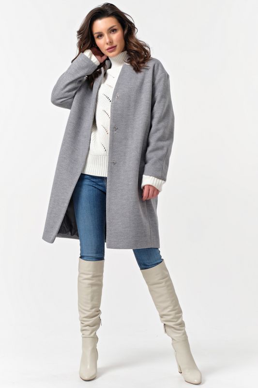 Wool straight demi coat gray