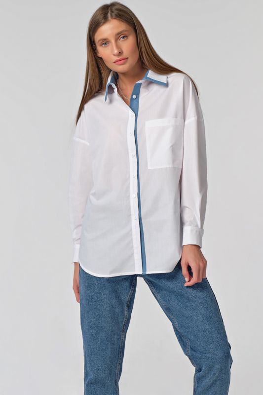 Classic basic long sleeve cotton long sleeve shirt in white