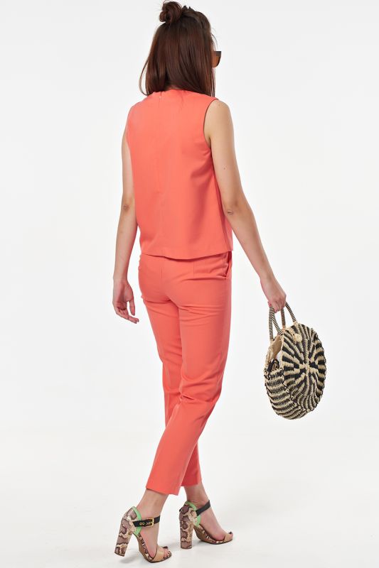 Summer pantsuit with coral top