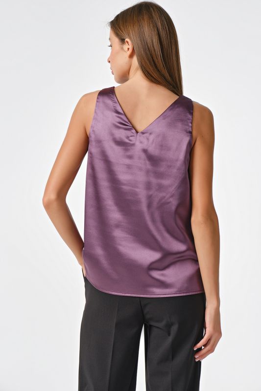 Blackberry satin basic top under jacket