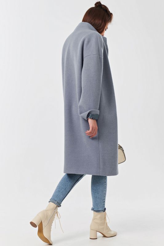 Dusty blue long overcoat demi seasonal overcoat