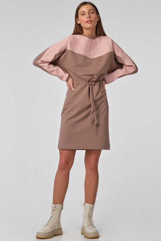 Short dress with waist fouter fleece mocha