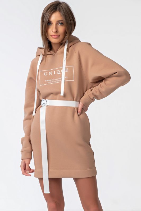 Beige fouter dress with fleece