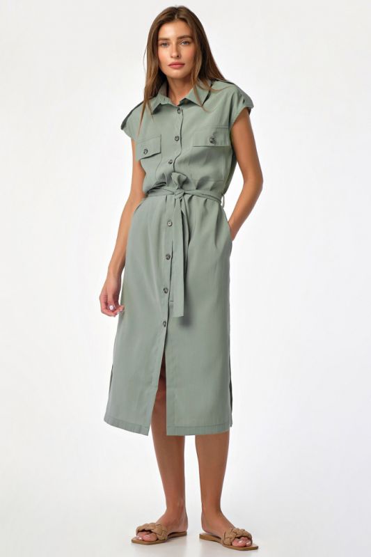 Mint Buttoned Safari Midi Dress