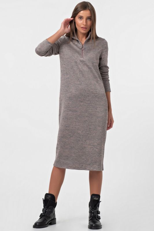 Warm dress with long sleeves gray-pink melange