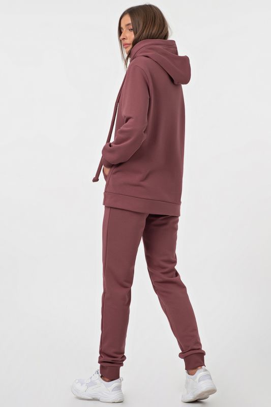 Sport trouser suit with hoodie made of jersey lingonberry