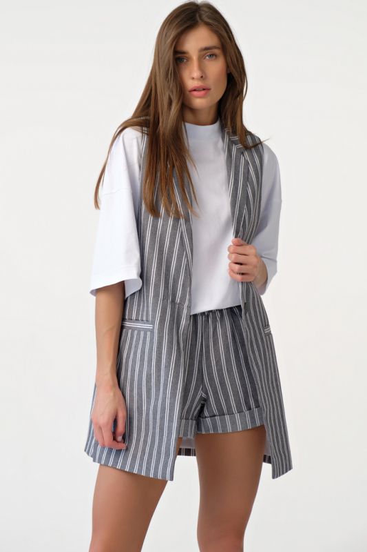 Long cotton striped summer vest on gray