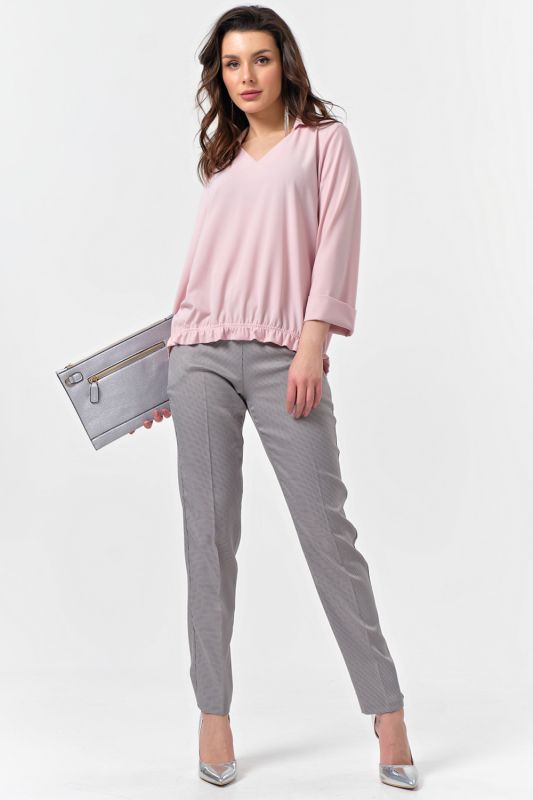 Office blouse with v-neck pink