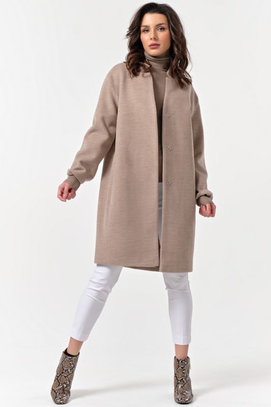 Beige straight wool demi coat