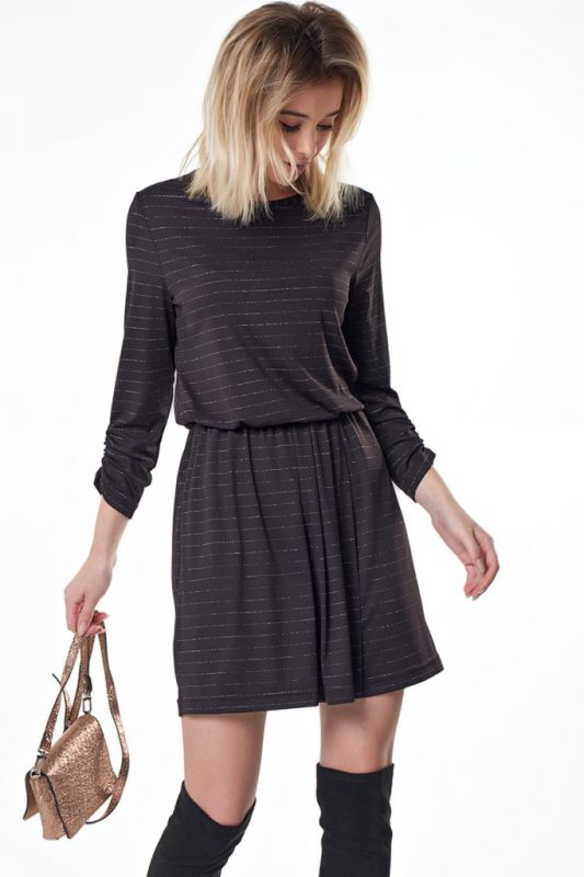 Short striped knitted dress on black