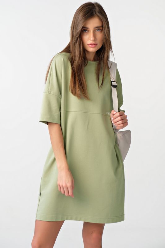 Green jersey over-size T-shirt dress