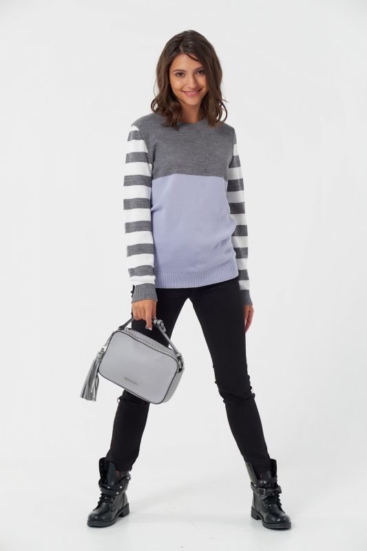 Classic striped knitted sweater lilac